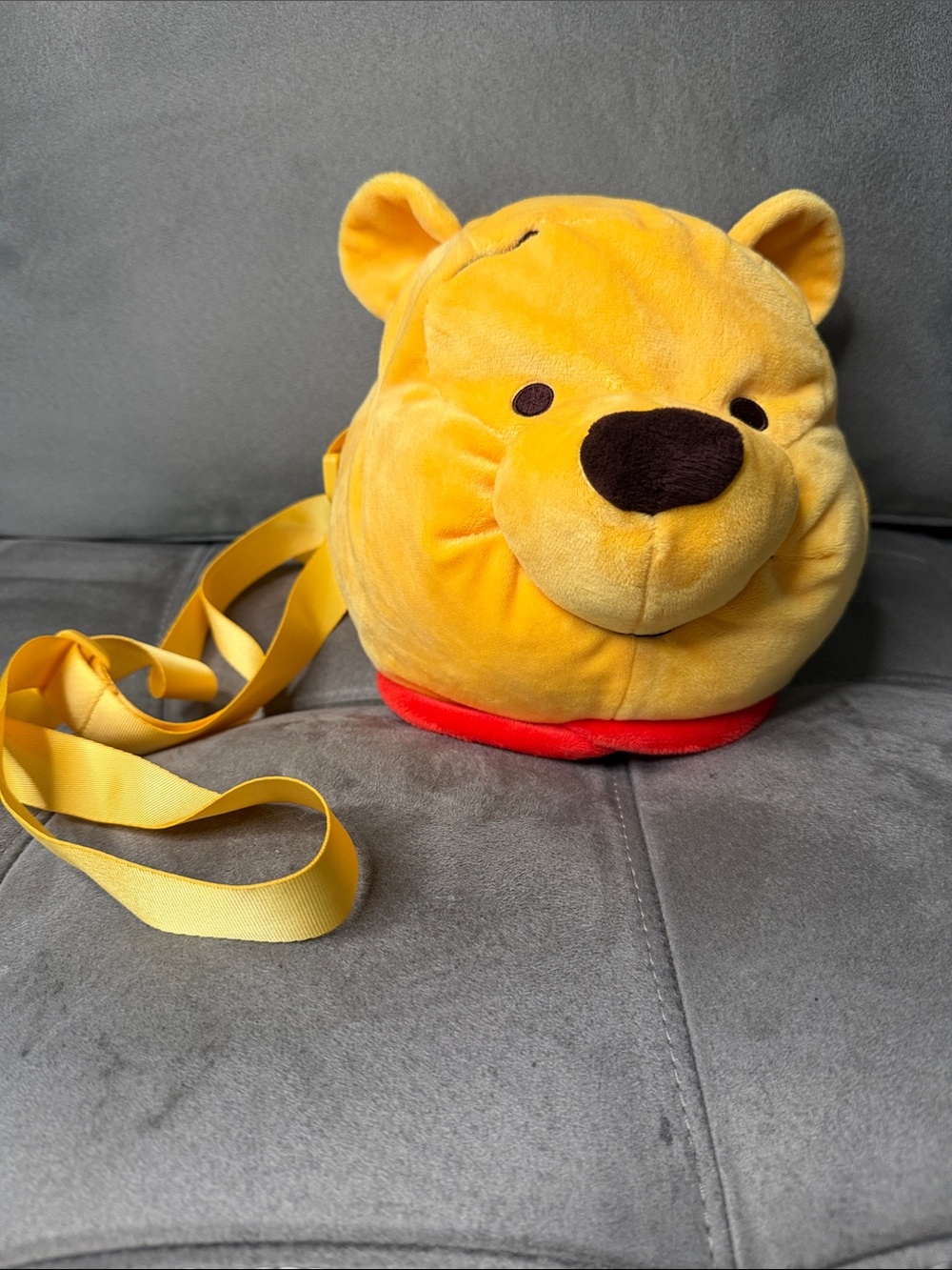 Disney Yellow Pooh Plush Crossbody Bag with Red Base